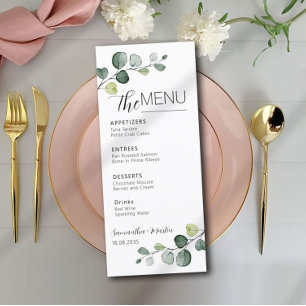 Eucalyptus Minimal Script Wedding Menu