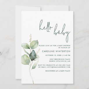 Eucalyptus Minimalist Baby Shower Invitation