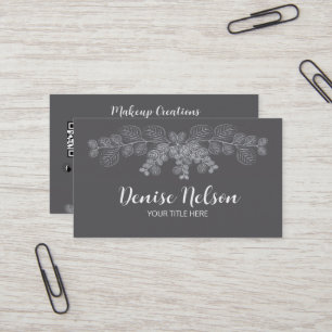 Eucalyptus Minimalist Gray Line Art QR Code Business Card
