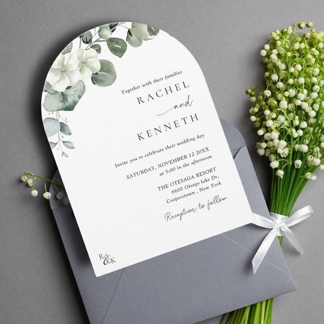 Eucalyptus Minimalist Greenery Arch Wedding Invitation (Creator Uploaded)
