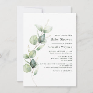 Eucalyptus Minimalist Greenery Baby Shower Invitation