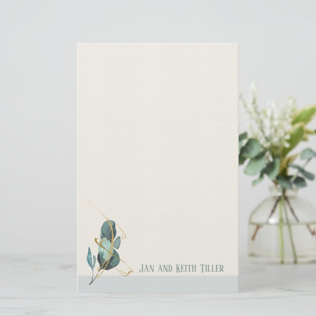 Eucalyptus Minimalist Personalised Stationery (Standing Front)