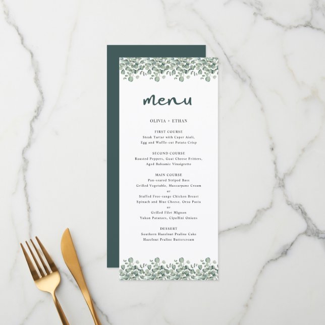 Eucalyptus Minimalist Wedding Menu (Front/Back In Situ)
