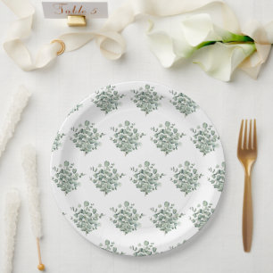 Eucalyptus Minimalist Wedding Paper Plate