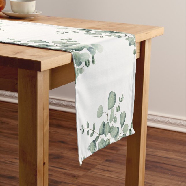 Eucalyptus Minimalist Wedding Short Table Runner (In Situ)