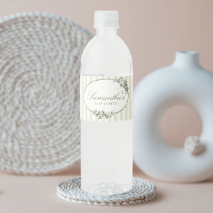 Eucalyptus Modern Baby Shower Water Bottle Label