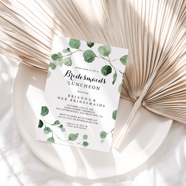 Eucalyptus Modern Bridesmaids Luncheon Shower  Invitation (Creator Uploaded)