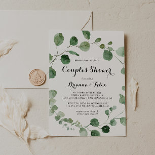 Eucalyptus Modern Calligraphy Couples Shower  Invitation