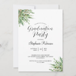 Eucalyptus Modern Calligraphy Graduation Party  Invitation