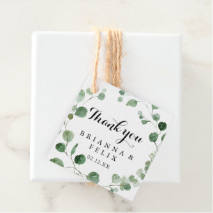 Eucalyptus Modern Calligraphy Wedding Favour Tags