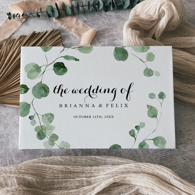Eucalyptus Modern Calligraphy Wedding  Guest Book (Creator Uploaded)