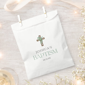 Eucalyptus Modern Cross Baptism Favours Favour Bags