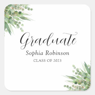 Eucalyptus Modern Graduation Square Sticker