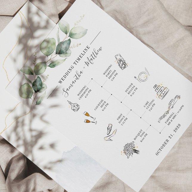 Eucalyptus Modern Icon Wedding Itinerary Program Stationery (Creator Uploaded)