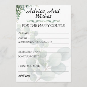 Eucalyptus Modern Wedding Advice and Wishes Card