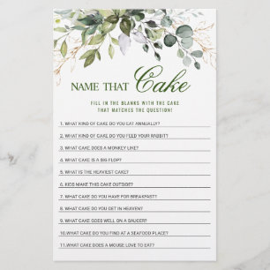 Eucalyptus Name That Cake Bridal Shower Game