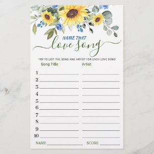 Eucalyptus Name that Love Song Bridal Shower Game
