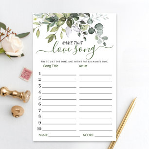 Eucalyptus Name that Love Song Bridal Shower Game