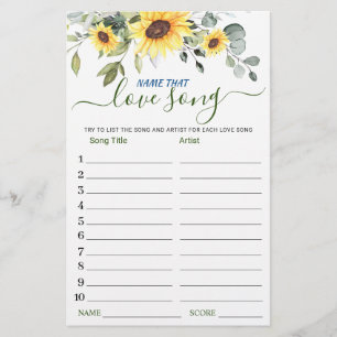 Eucalyptus Name that Love Song Bridal Shower Game