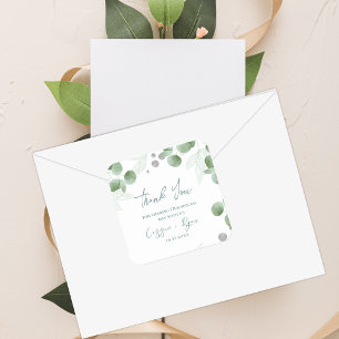 Eucalyptus nature-inspired Wedding Thank You Square Sticker