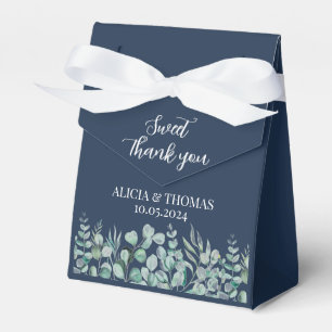 Eucalyptus Navy Blue Botanical Wedding  Favour Box