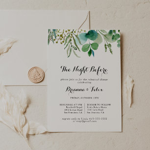 Eucalyptus Night Before Rehearsal Dinner Invitation