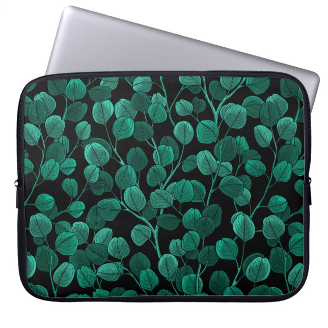 Eucalyptus on black laptop sleeve (Front)
