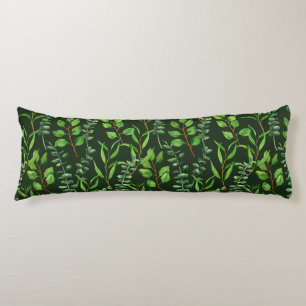 Eucalyptus on dark green body cushion