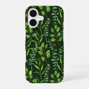 Eucalyptus  on dark green iPhone 16 case