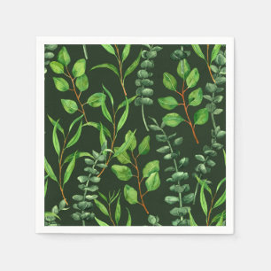 Eucalyptus  on dark green napkin