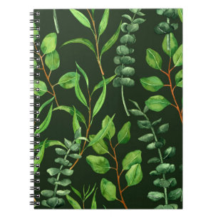 Eucalyptus  on dark green notebook