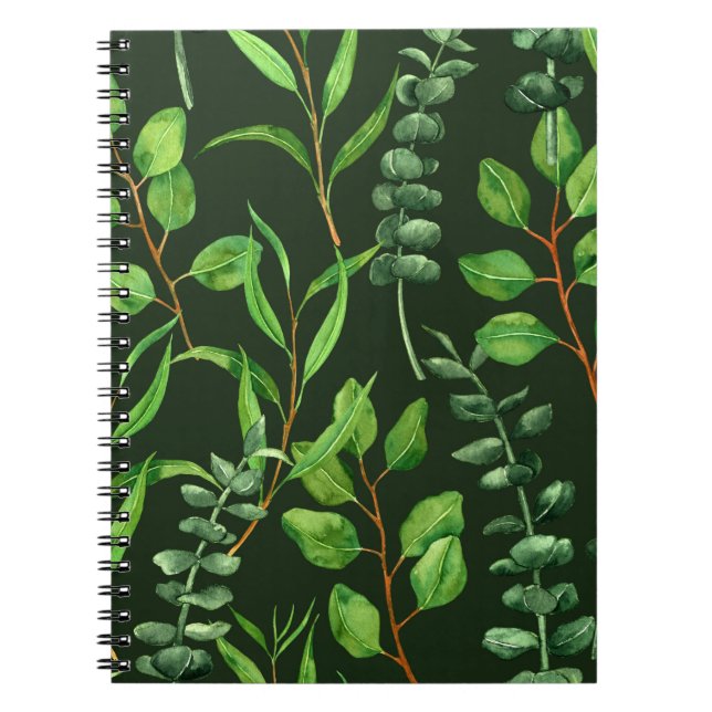 Eucalyptus  on dark green notebook (Front)
