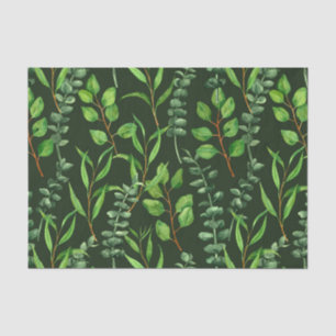 Eucalyptus on dark green tissue paper