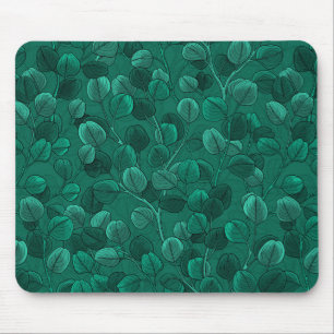 Eucalyptus on green mouse pad