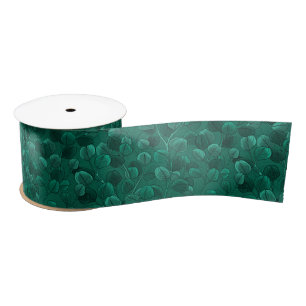 Eucalyptus on green satin ribbon