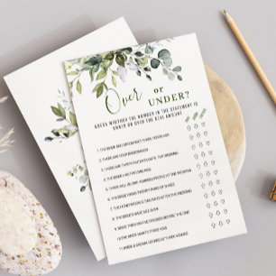 Eucalyptus Over Or Under Bridal Shower Game Card