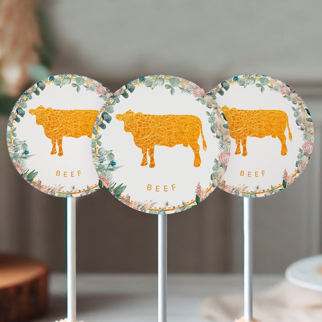 Eucalyptus Pampas Proteas Gold Beef Meal Choice  Classic Round Sticker (Creator Uploaded)