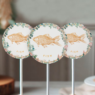 Eucalyptus Pampas Proteas Gold Fish Meal Choice  Classic Round Sticker