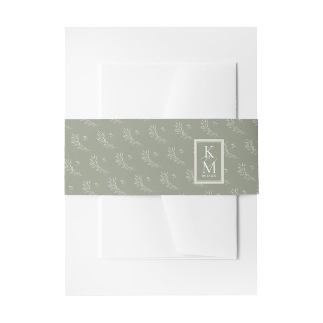 Eucalyptus Pattern Green ID901 Invitation Belly Band (Front Example)