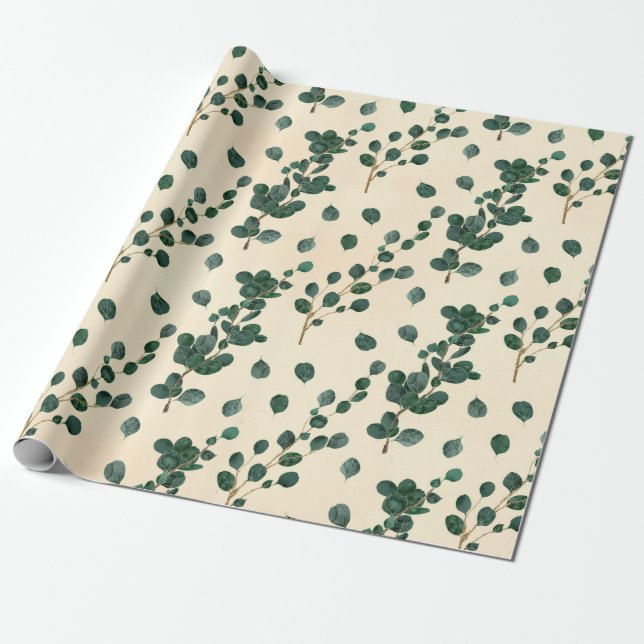 Eucalyptus Pattern Wrapping Paper (Unrolled)