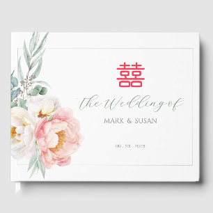 Eucalyptus Peonies Chinese Wedding Guest Book