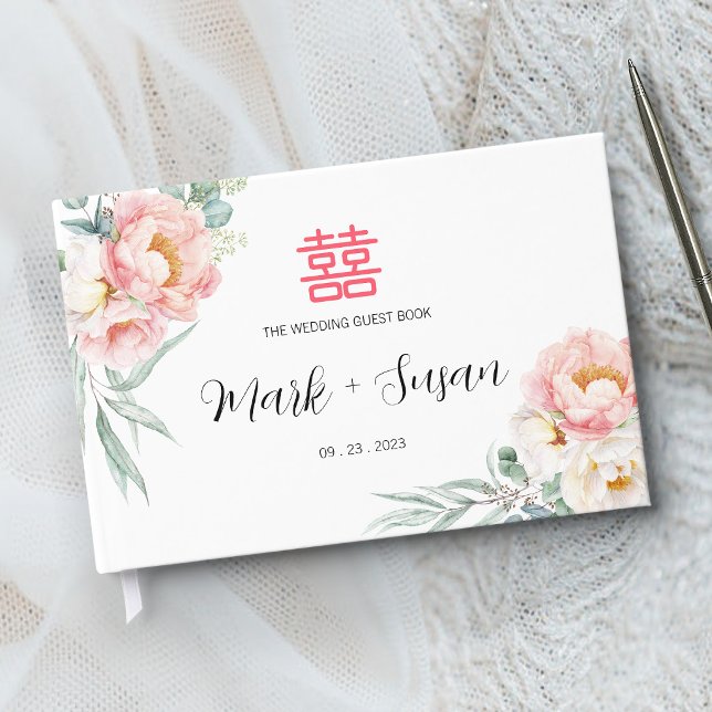 Eucalyptus Peonies Chinese Wedding Guest Book (Creator Uploaded)