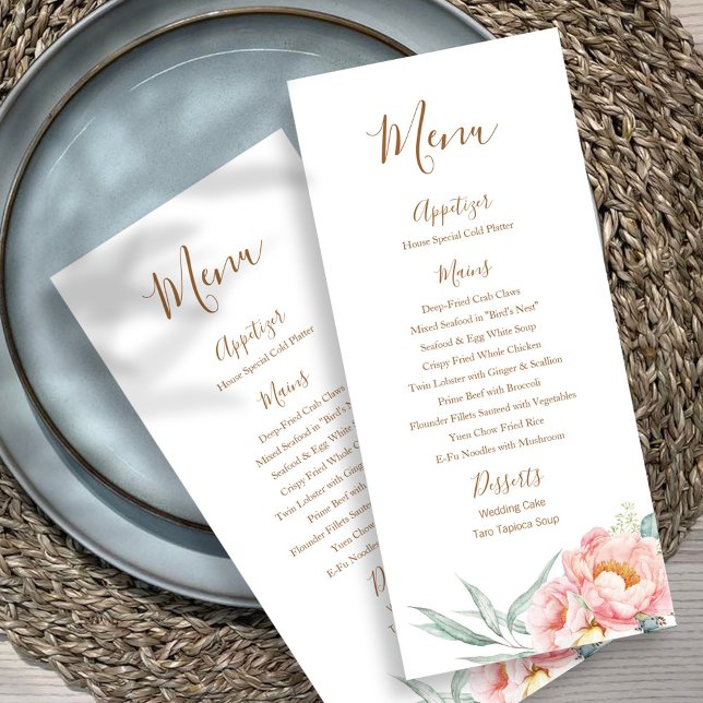 Eucalyptus Peonies Wedding Menu (Brown) (Creator Uploaded)