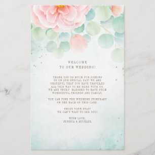 Eucalyptus Peony Floral Wedding Welcome Itinerary