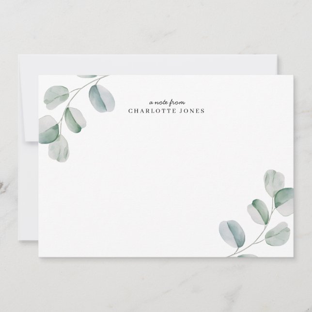 Eucalyptus Personalised Note Card (Front)