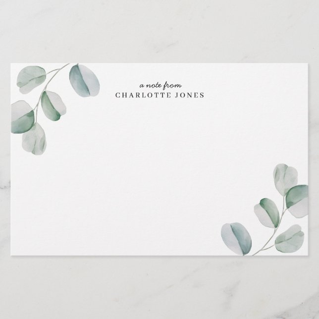Eucalyptus Personalized Note Card (Front)