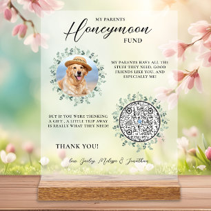 Eucalyptus Pet Wedding Dog Photo Honeymoon Fund Acrylic Sign