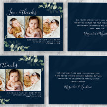 Eucalyptus Photo Baby Thank You Card