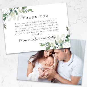 Eucalyptus Photo Baptism  Thank You Card