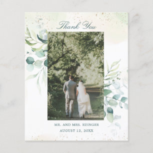 Eucalyptus Photo Budget Wedding Thank You Card